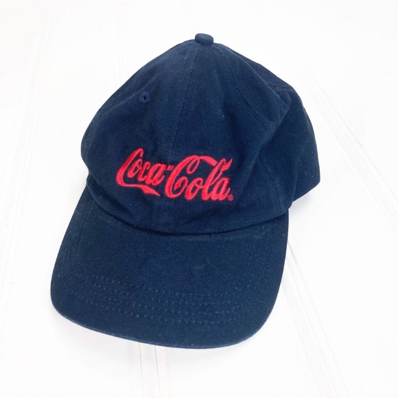 Vintage Accessories - Vintage Coca Cola Baseball Dad Hat Navy Blue Cap